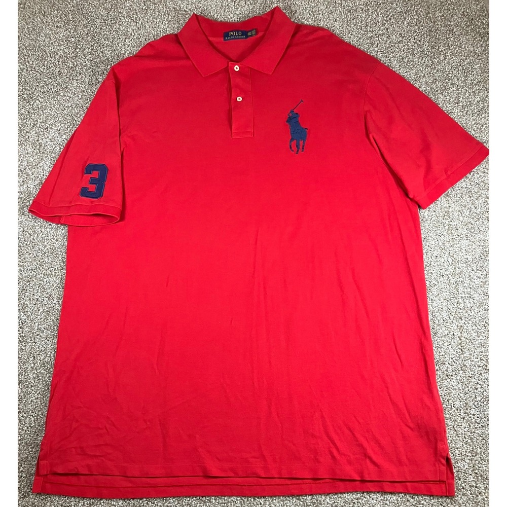 Polo Ralph Lauren Big Pony Red Short Sleeve Polo Shirt 3XLT Big & Tall #3 Logo